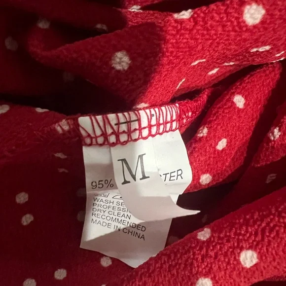 Red and White Polka Dot Wrap Dress Medium - Picture 3 of 3